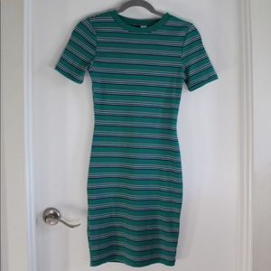 Green Stripe T-Shirt Dress